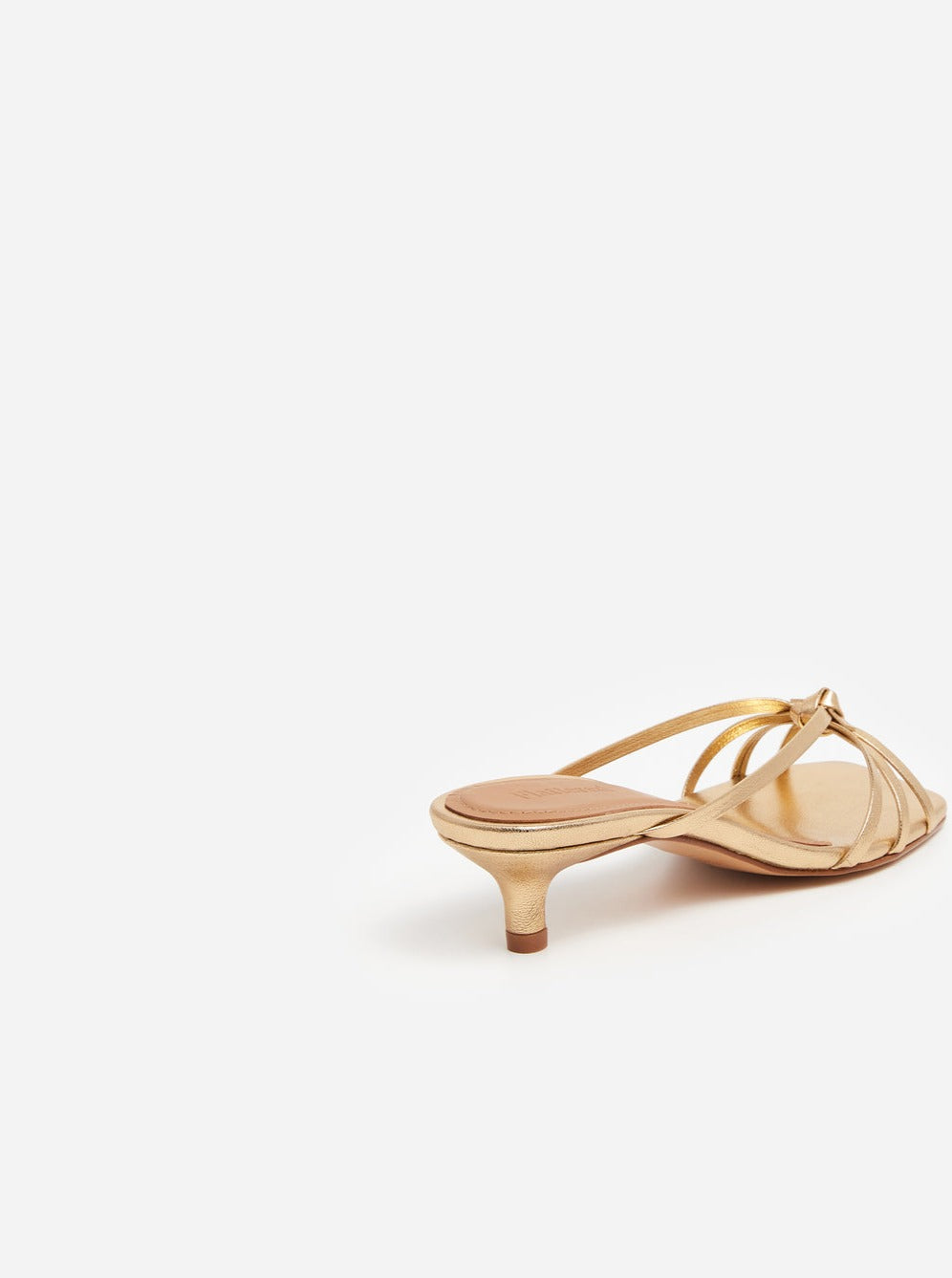 Flattered Eunisa Leather Gold Strappy Kitten Heel