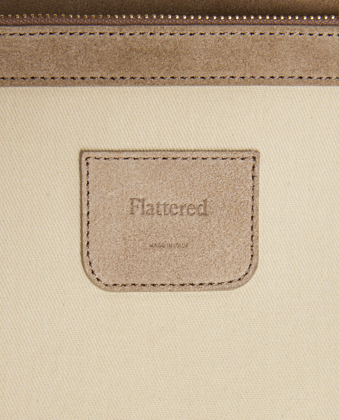 Flattered Dahlia Sand Suede Tote Bag