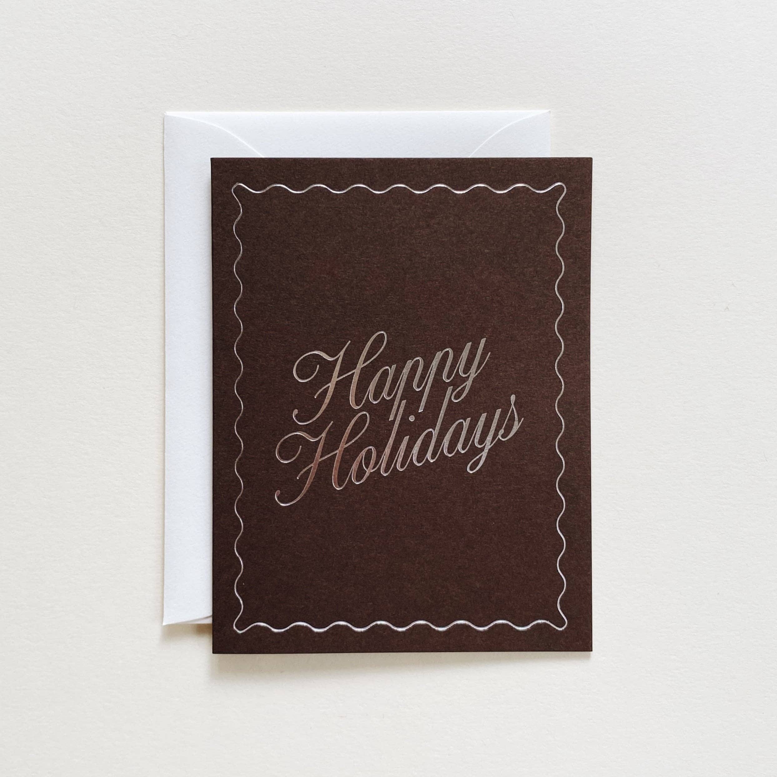 Jaymes Paper Happy Holidays Greeting Card - Dark Brown