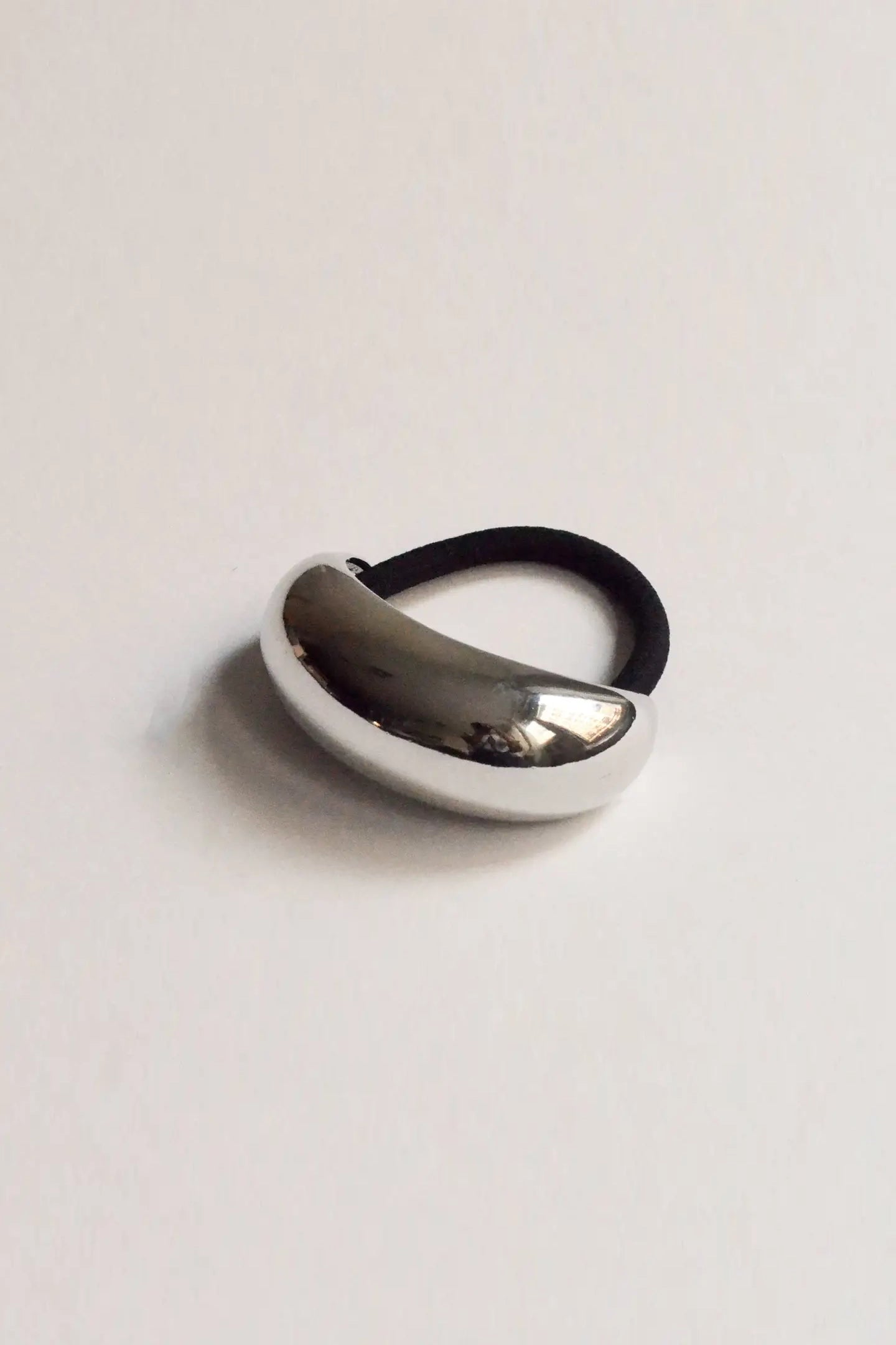 Silver Wide Crescent Metal Hair Tie