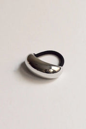 Silver Wide Crescent Metal Hair Tie