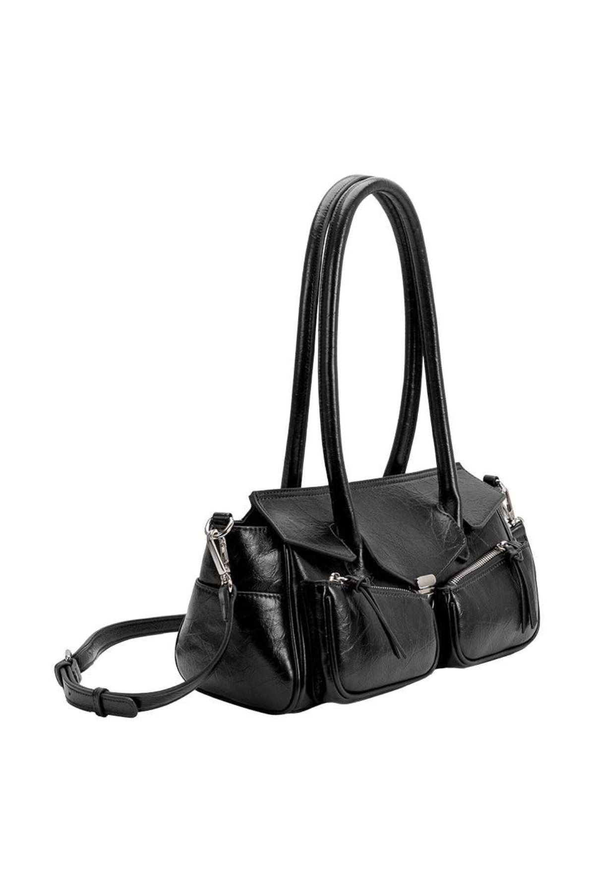 Ruthie Black Vegan Leather Shoulder Bag