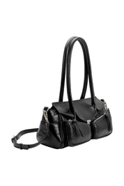 Ruthie Black Vegan Leather Shoulder Bag