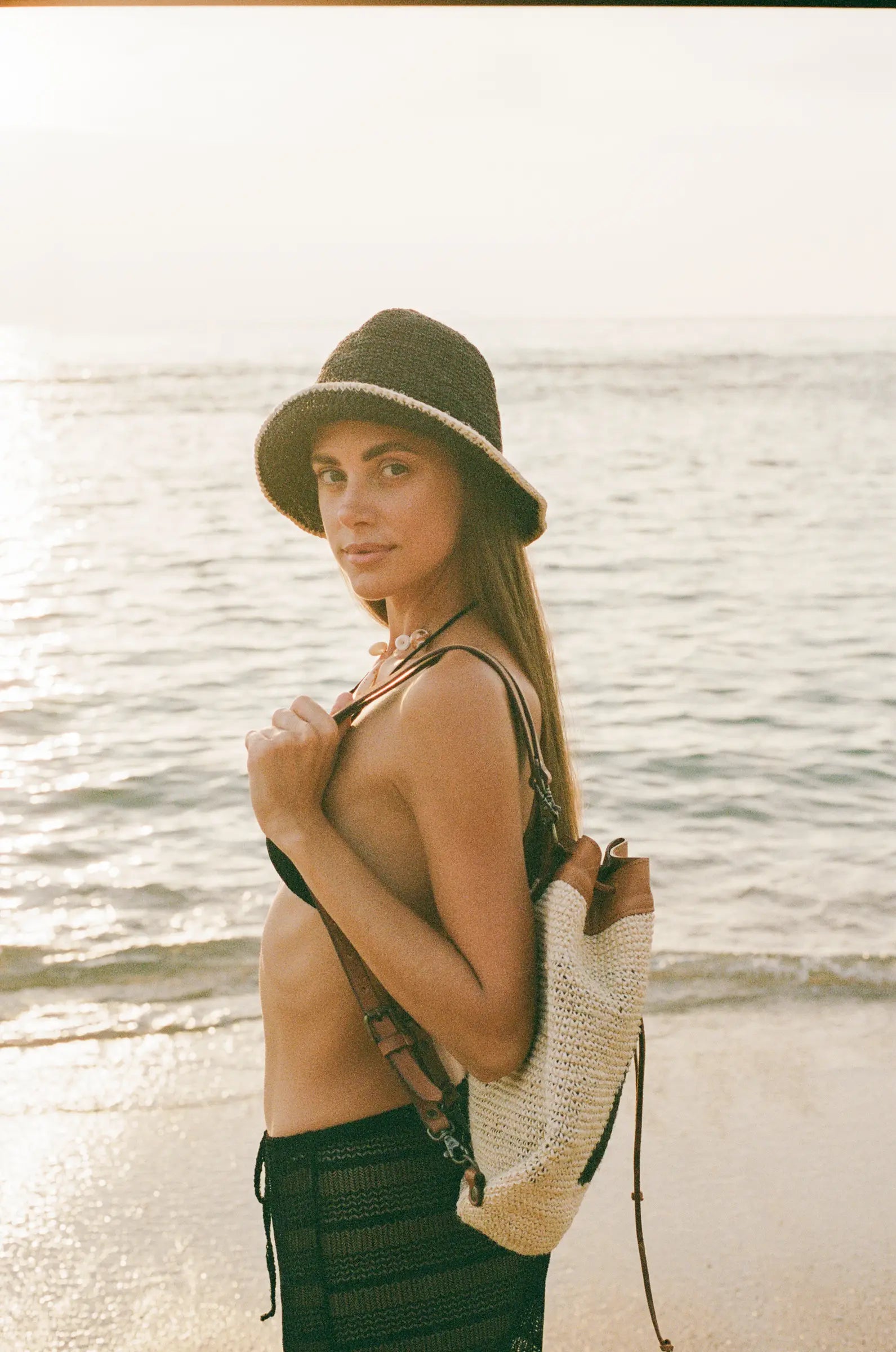 Black & White Trimmed Agave Bucket Hat