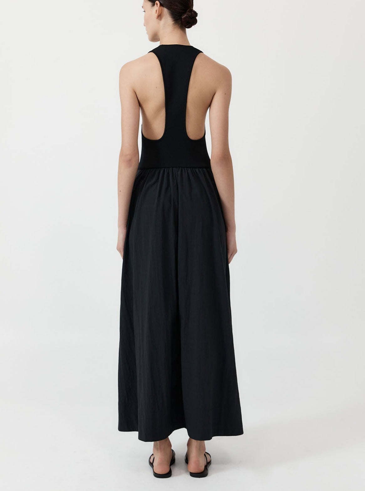 St. Agni Black Plunge Neck Dress