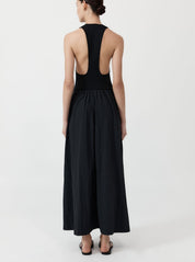 St. Agni Black Plunge Neck Dress