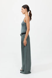 St. Agni Wide Leg Pleat Pants - Balsam Green