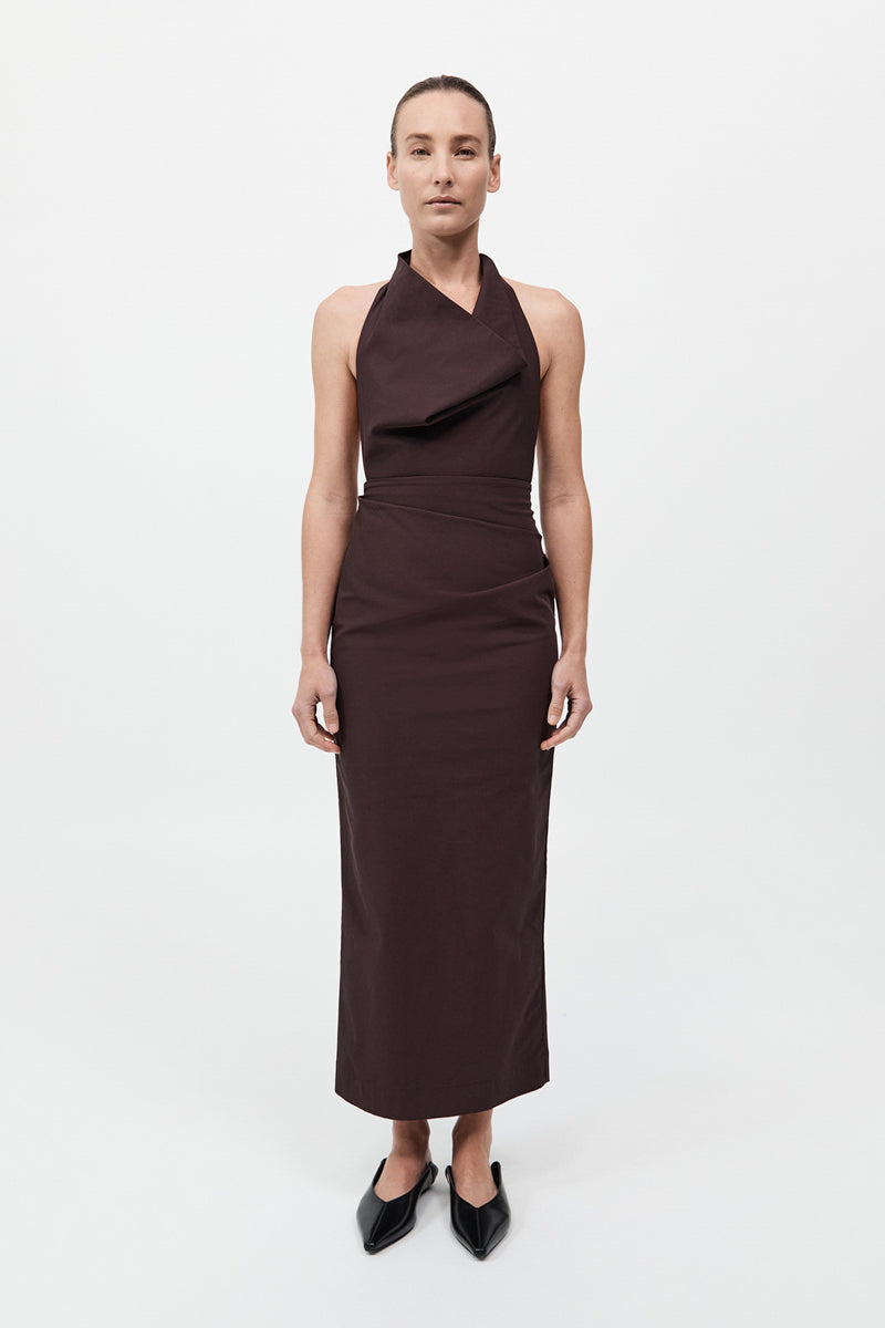 St. Agni Structural Tie Dress in Port