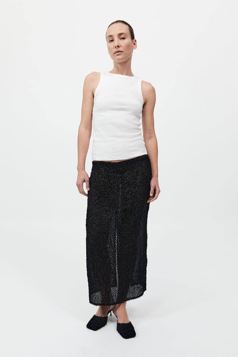 St. Agni Black Feathered Silk Skirt
