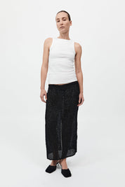 St. Agni Black Feathered Silk Skirt