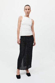 St. Agni Black Feathered Silk Skirt