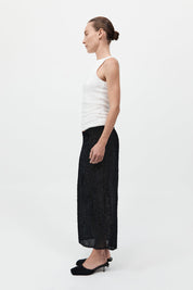 St. Agni Black Feathered Silk Skirt