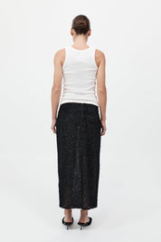 St. Agni Black Feathered Silk Skirt