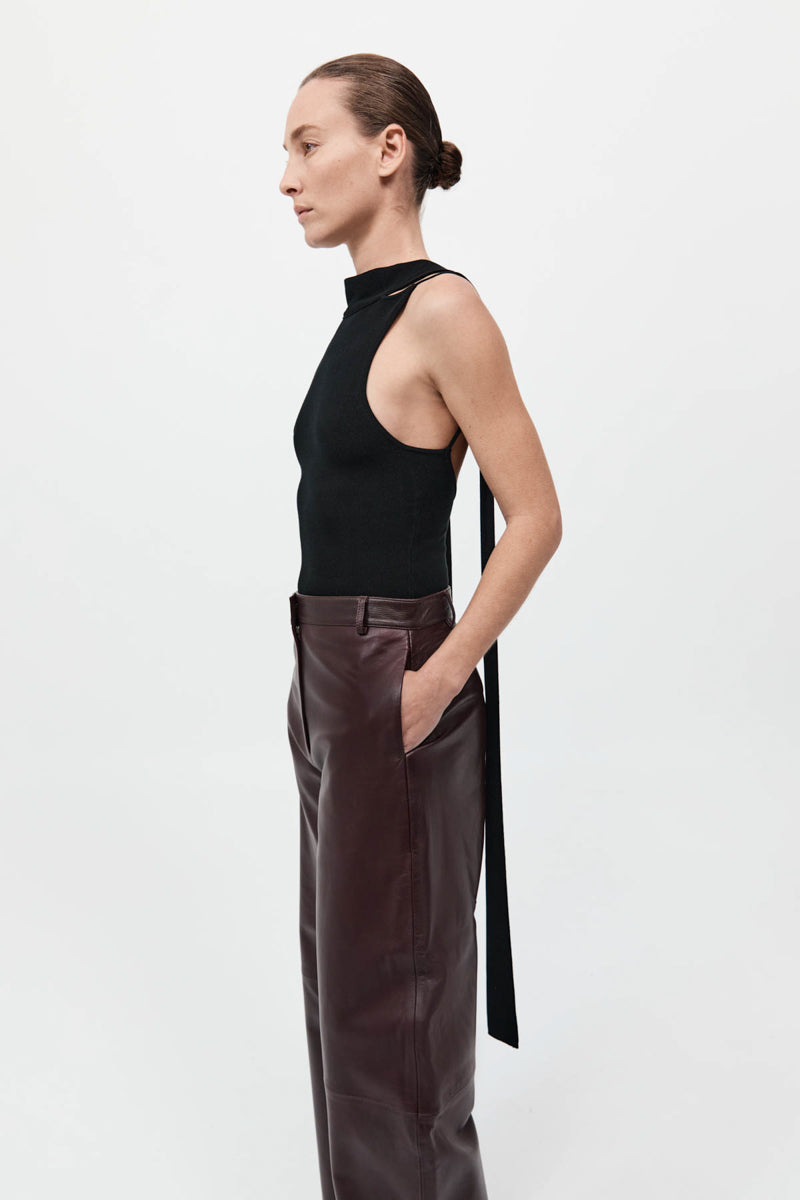 St. Agni Black Knit Scarf Top