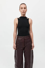 St. Agni Black Knit Scarf Top