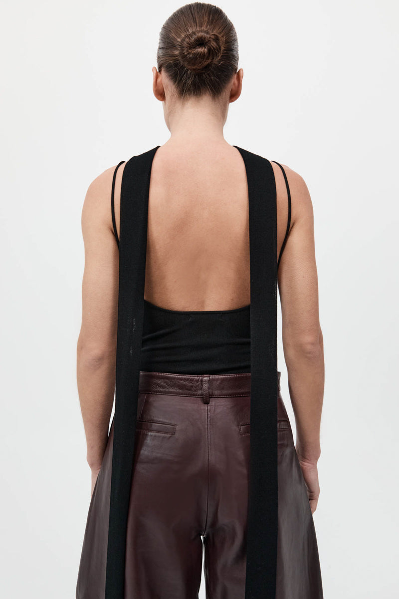St. Agni Black Knit Scarf Top