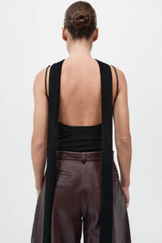 St. Agni Black Knit Scarf Top
