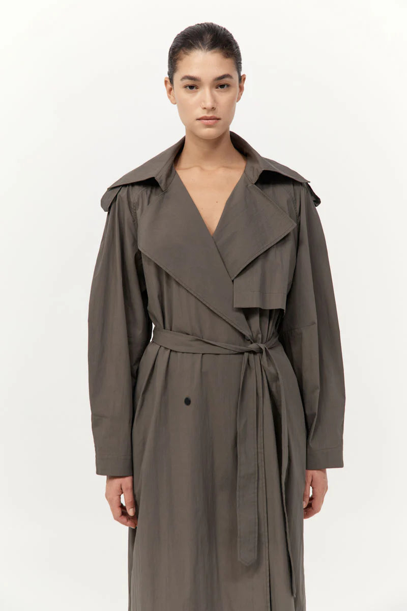 小物 digne throw shawl coat khaki 小物 digne throw shawl coat khaki Belted Shawl Collar Coat