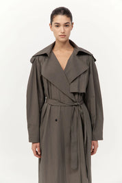 St. Agni Khaki Relaxed Cotton Trench