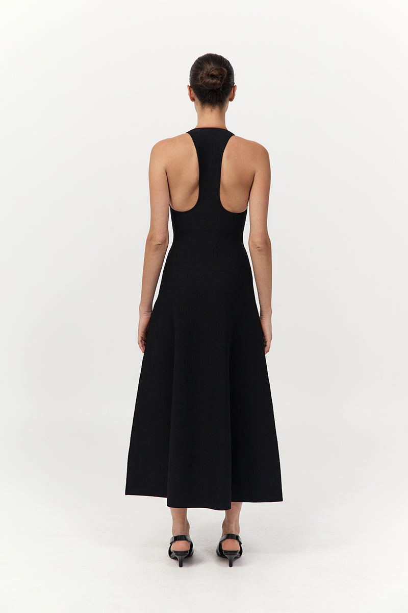 St. Agni Black Sculpted Knit Dress