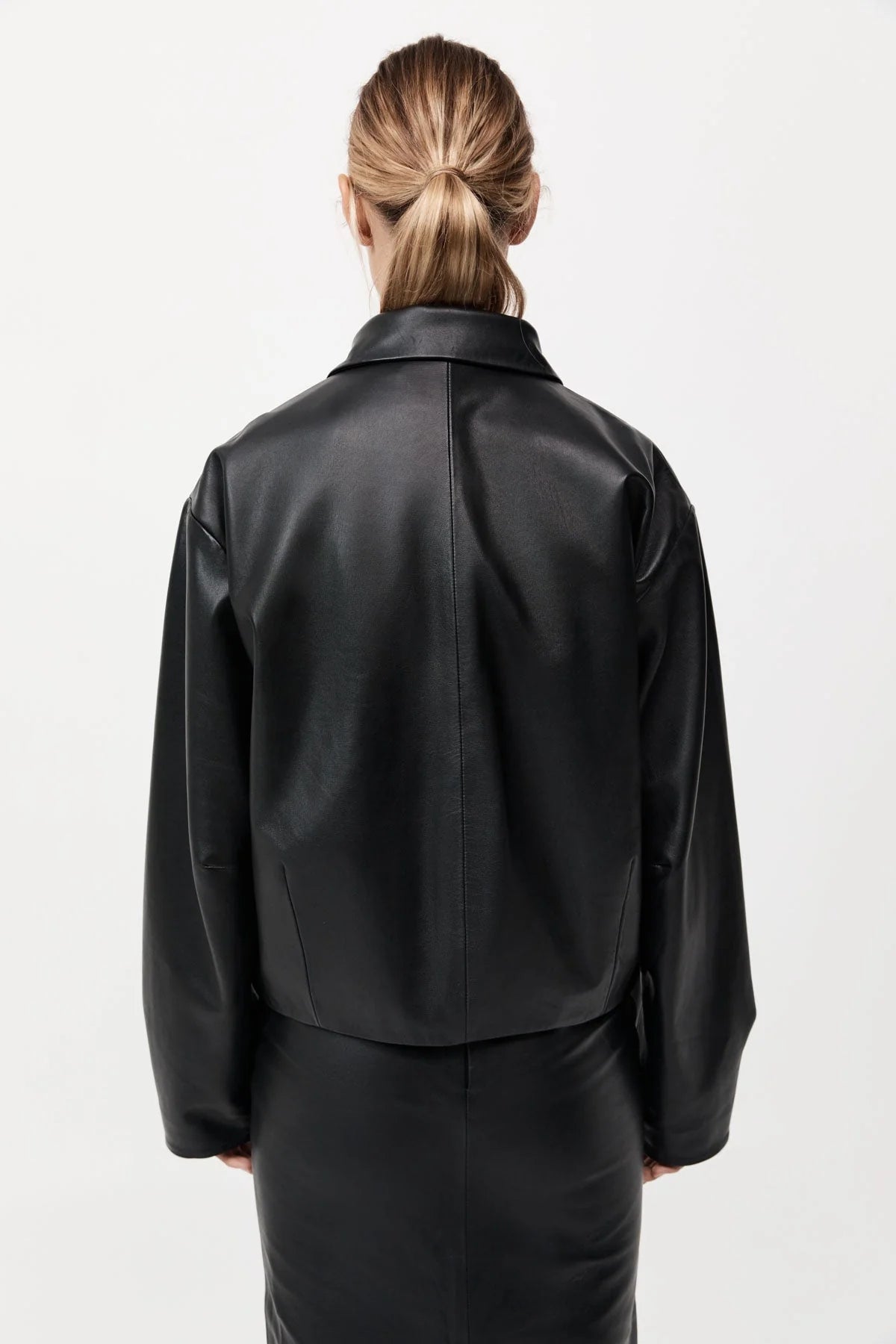 St. Agni Black Cocoon Leather Jacket