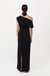 St. Agni Black Asymmetric Off Shoulder Dress