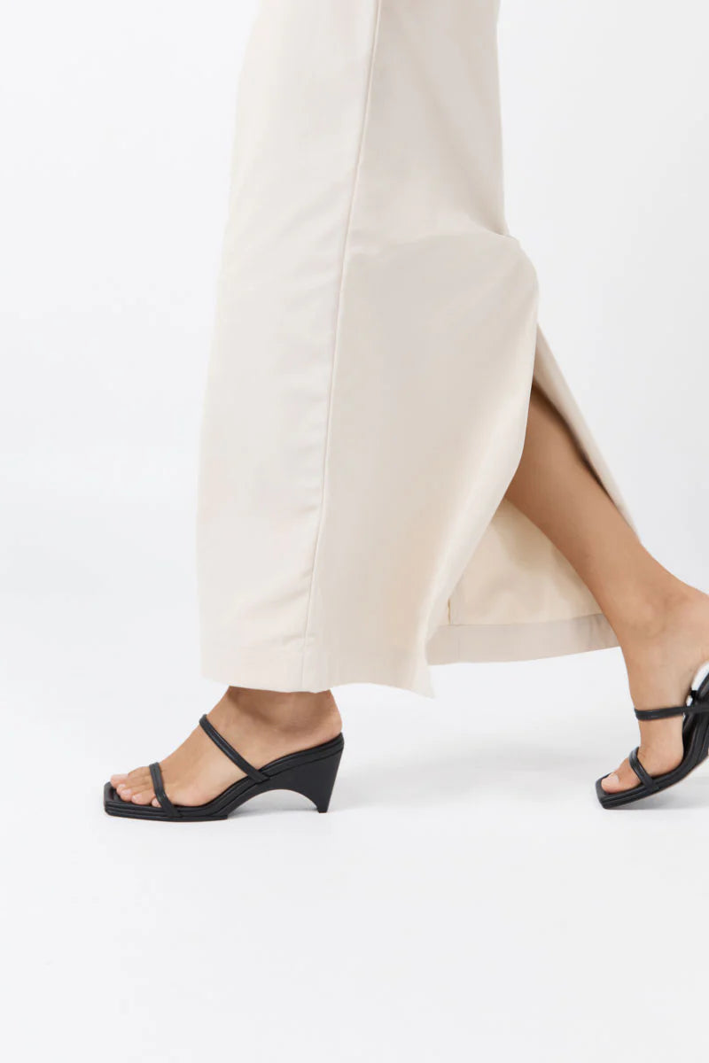 St. Agni Black Double Strap Arc Wedge