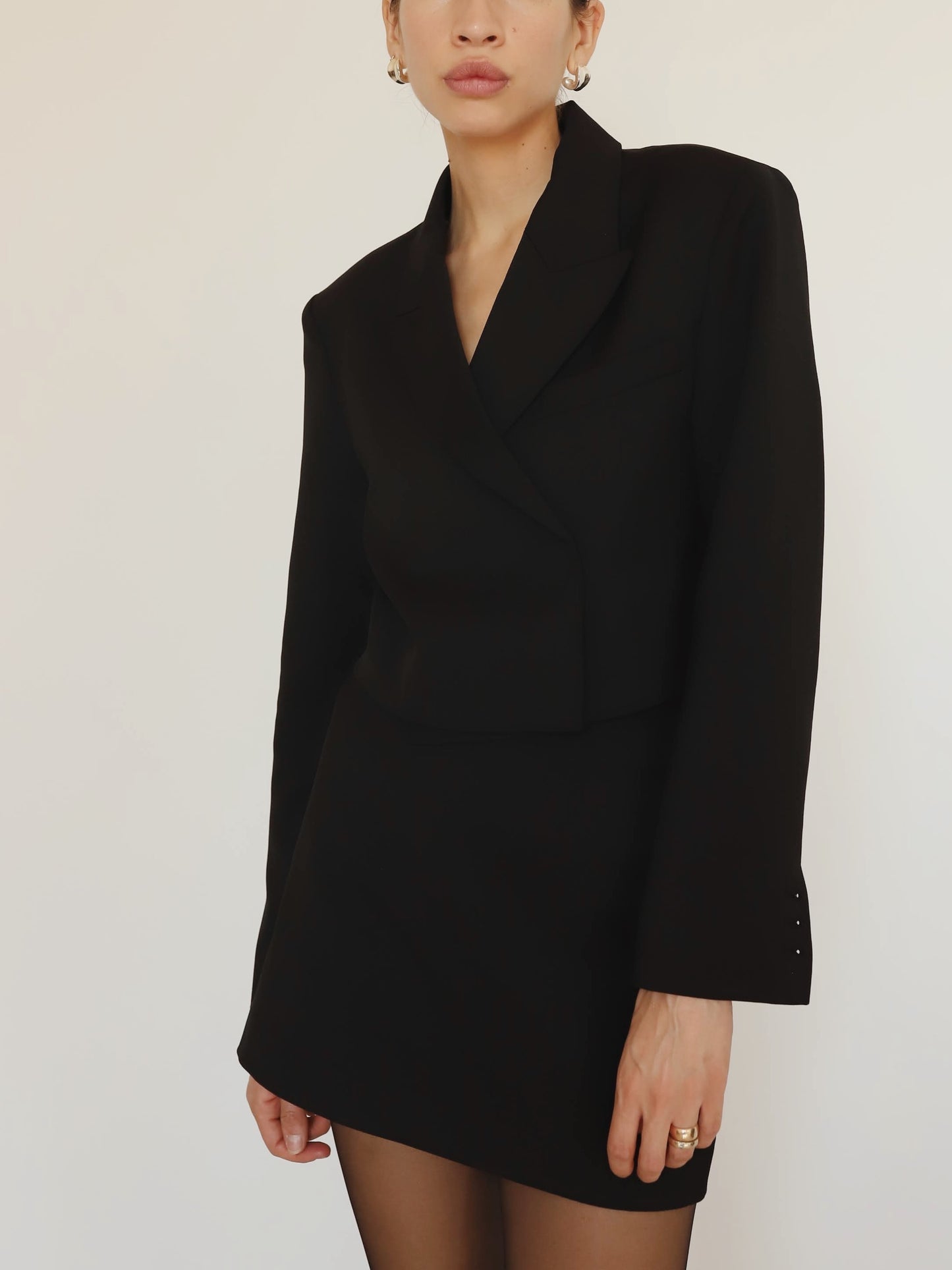 Black Illi Crop Wool Blazer