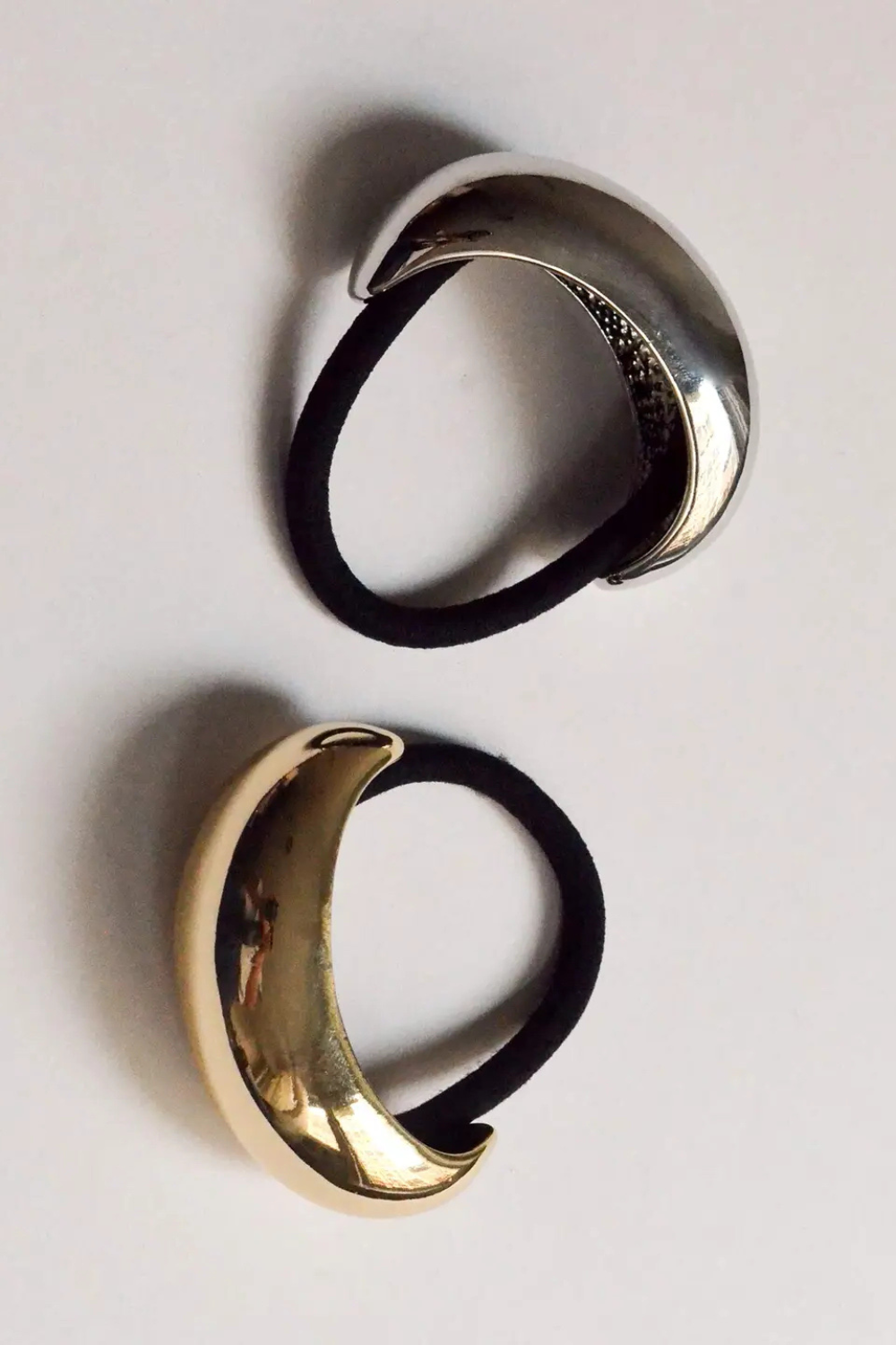 Silver Wide Crescent Metal Hair Tie