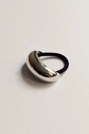 Silver Wide Crescent Metal Hair Tie