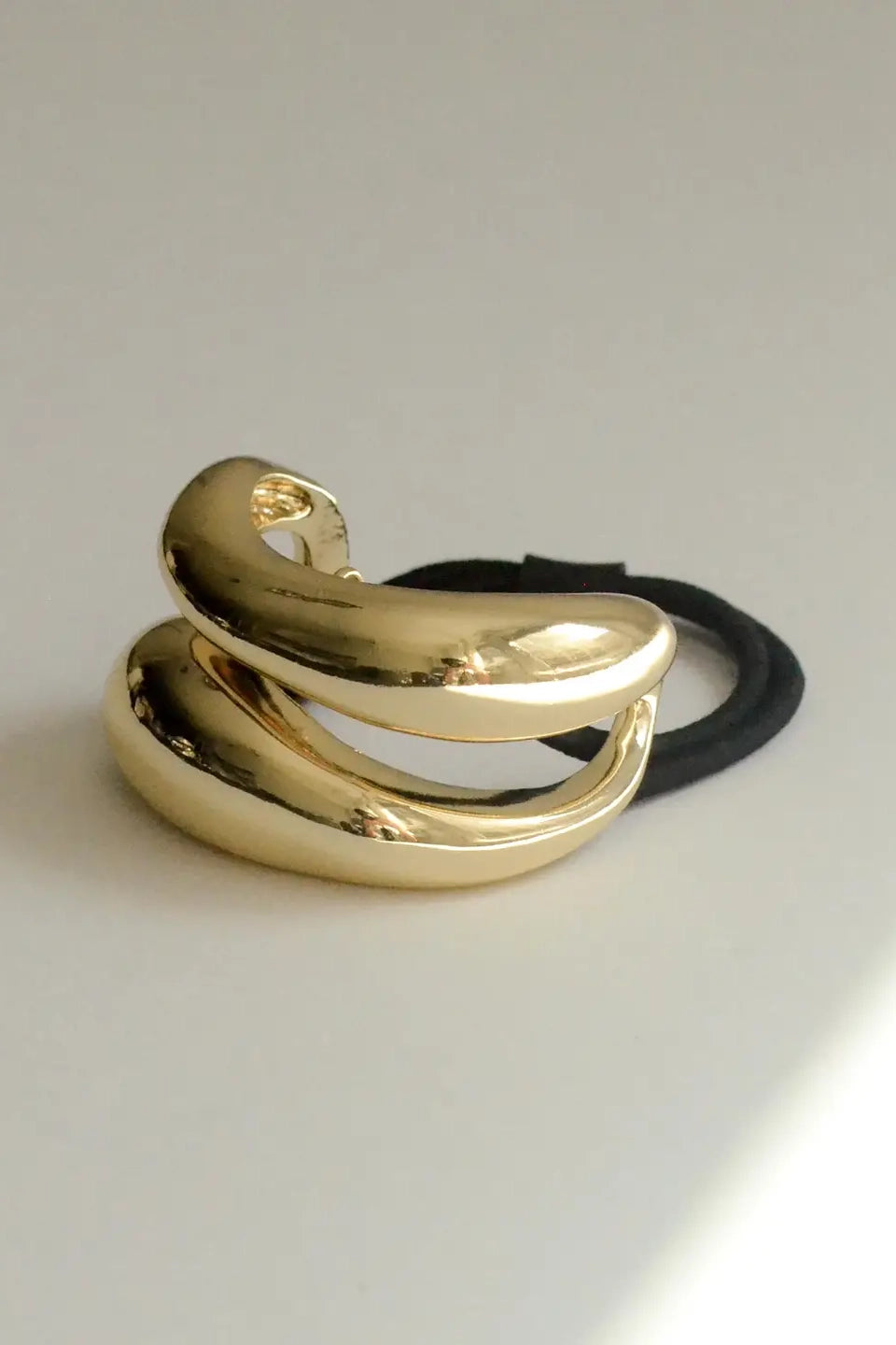 Gold Wide Sculptural Metal Hair Tie