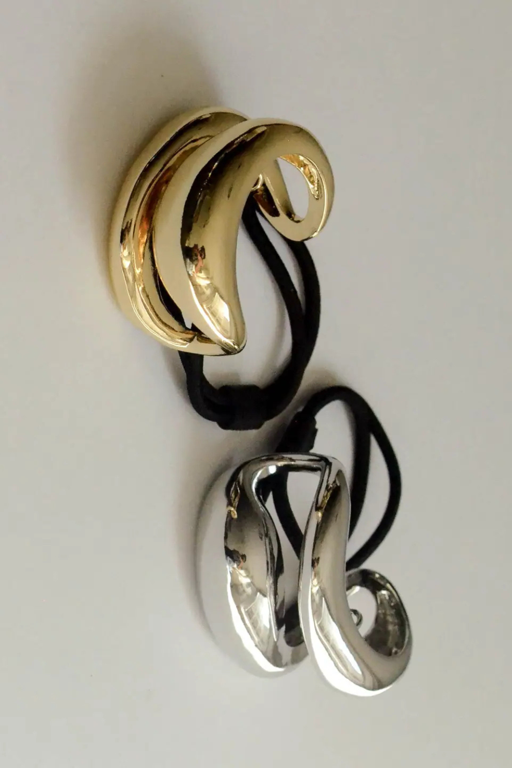 Gold Wide Sculptural Metal Hair Tie