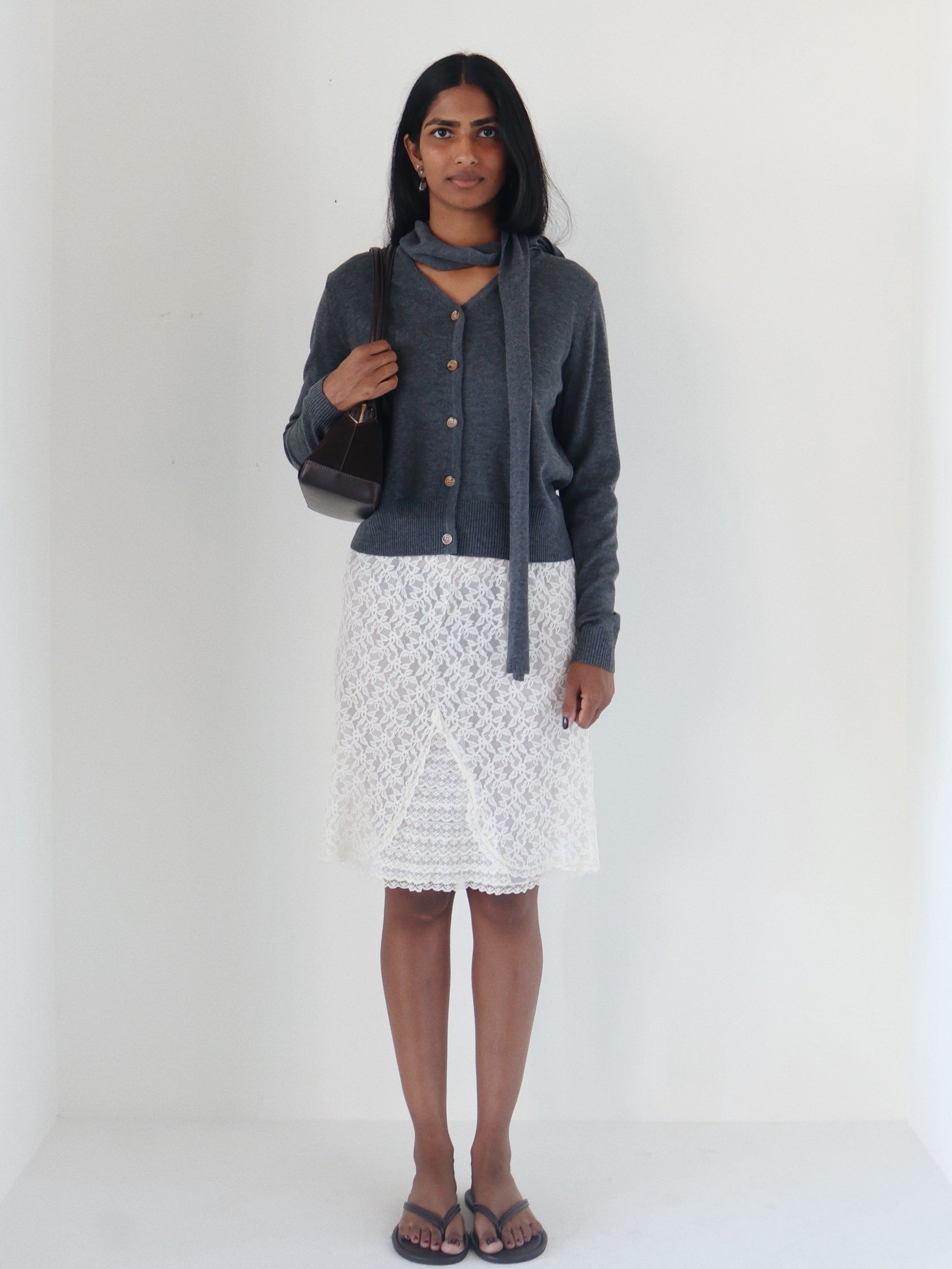 Charcoal Glynne Scarf Cardigan