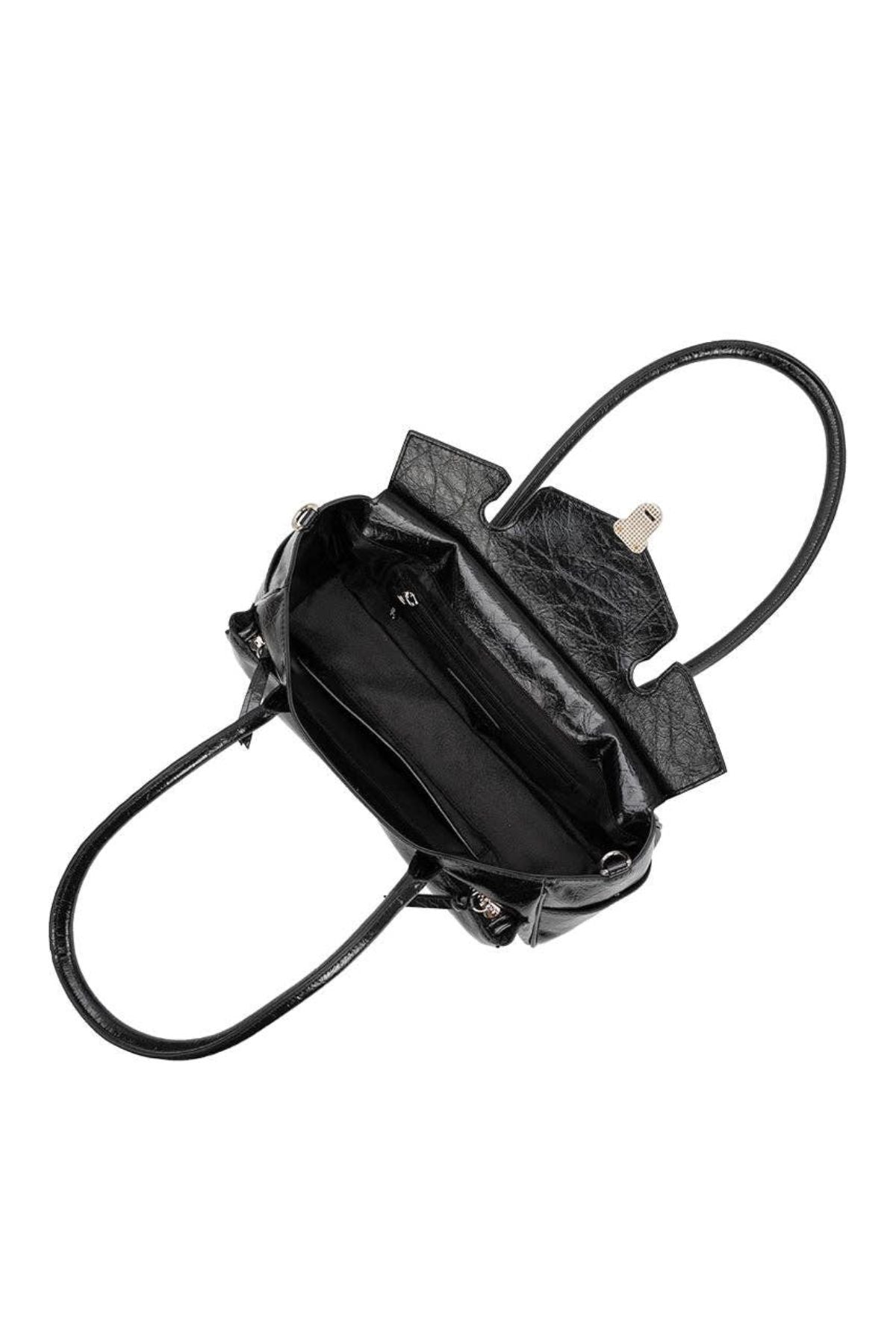 Ruthie Black Vegan Leather Shoulder Bag