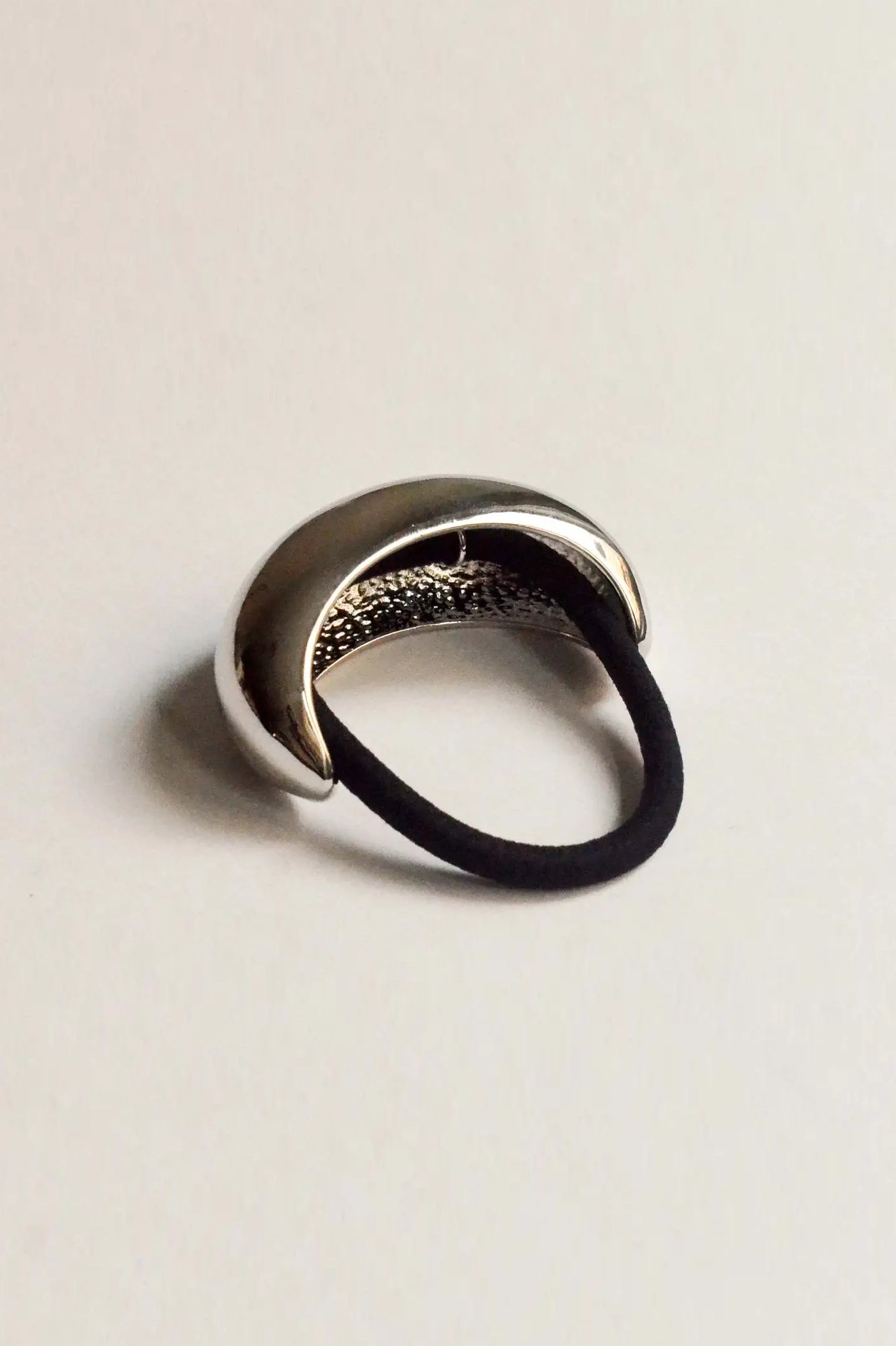 Silver Wide Crescent Metal Hair Tie