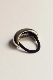 Silver Wide Crescent Metal Hair Tie