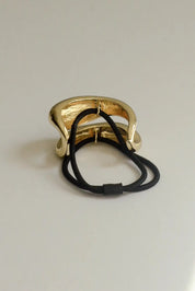 Gold Wide Sculptural Metal Hair Tie