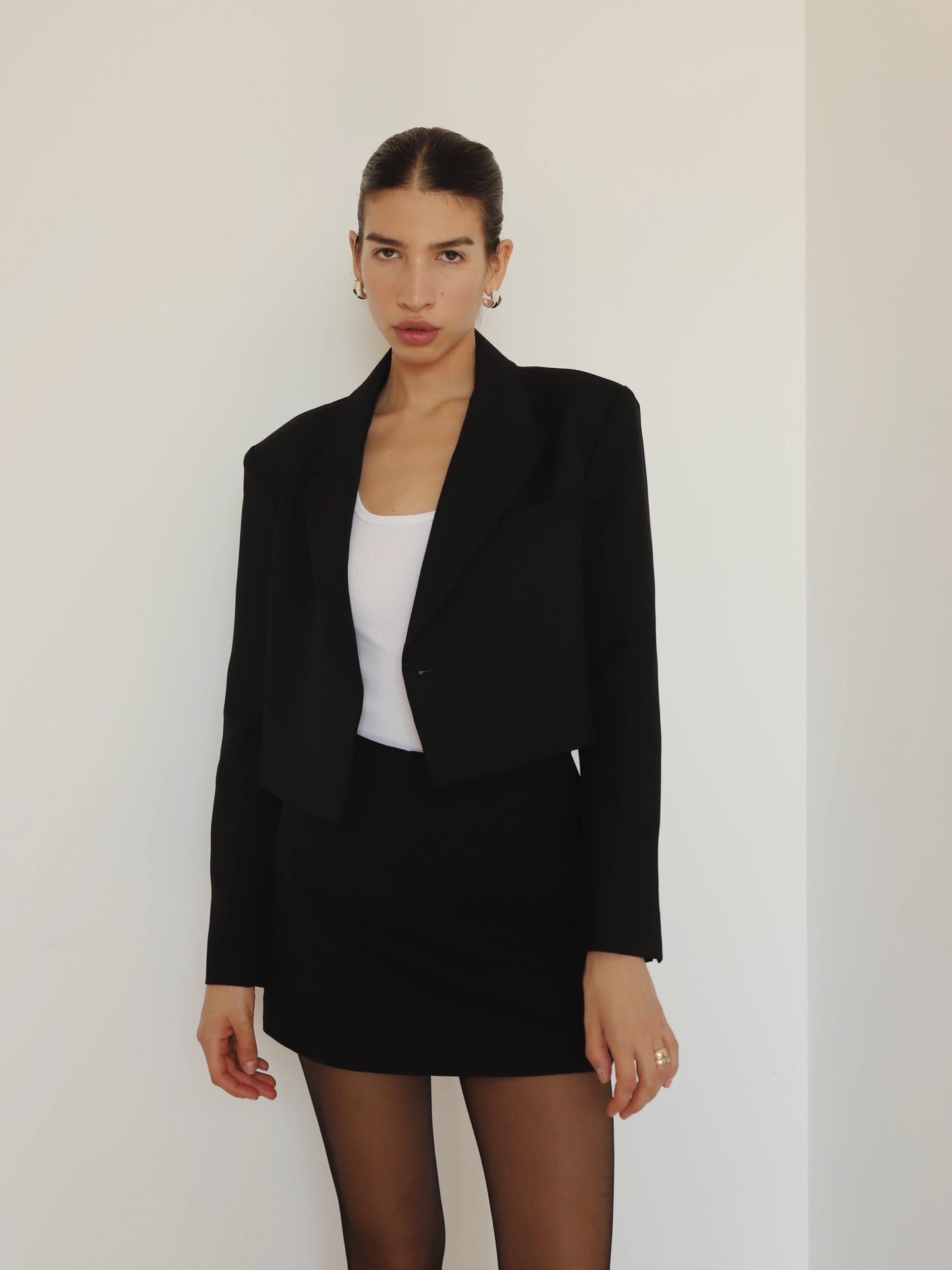 Black Illi Crop Wool Blazer