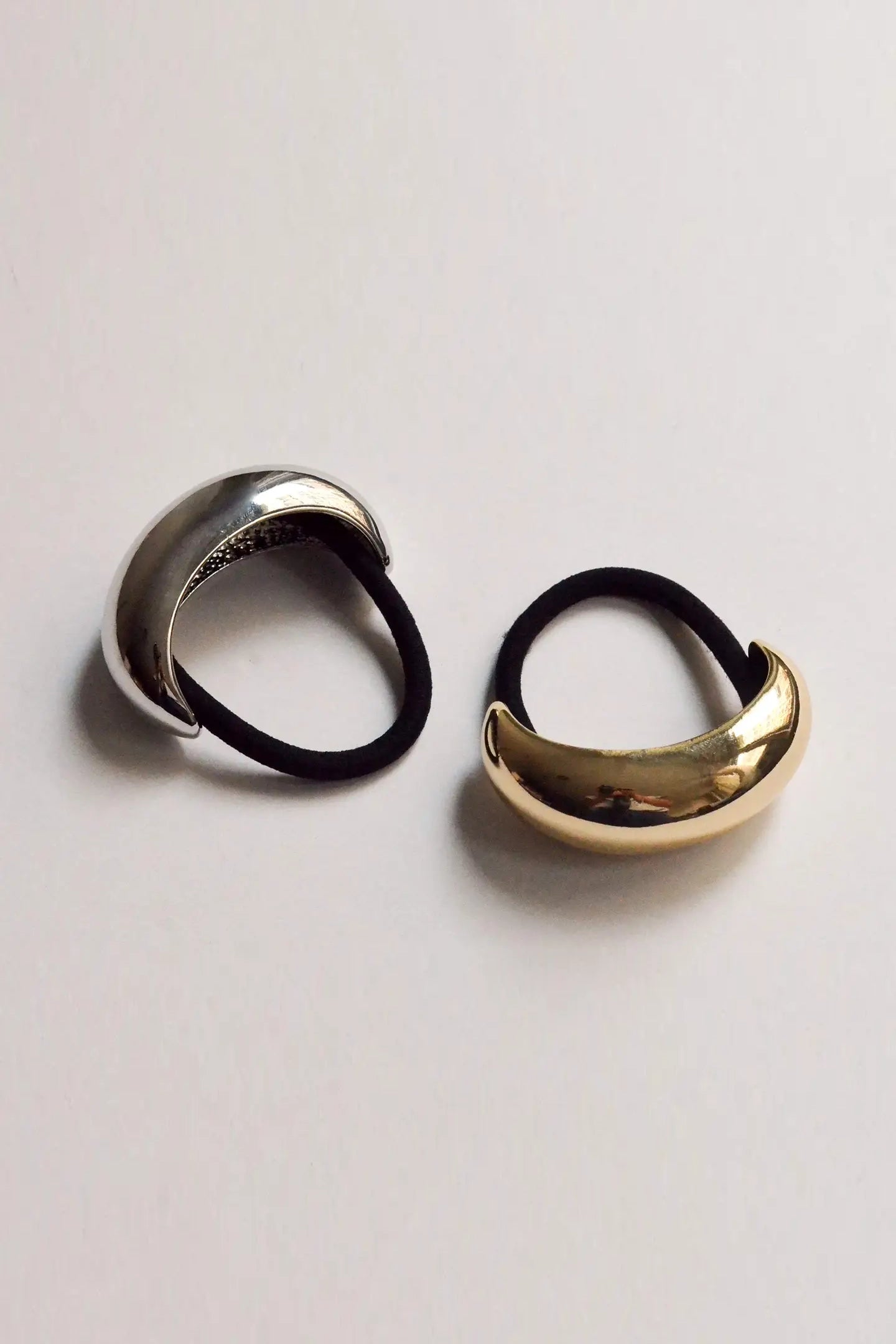 Silver Wide Crescent Metal Hair Tie