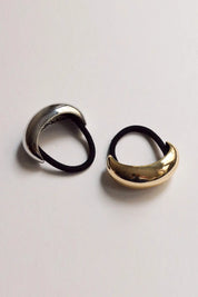 Silver Wide Crescent Metal Hair Tie