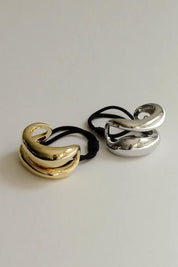 Gold Wide Sculptural Metal Hair Tie