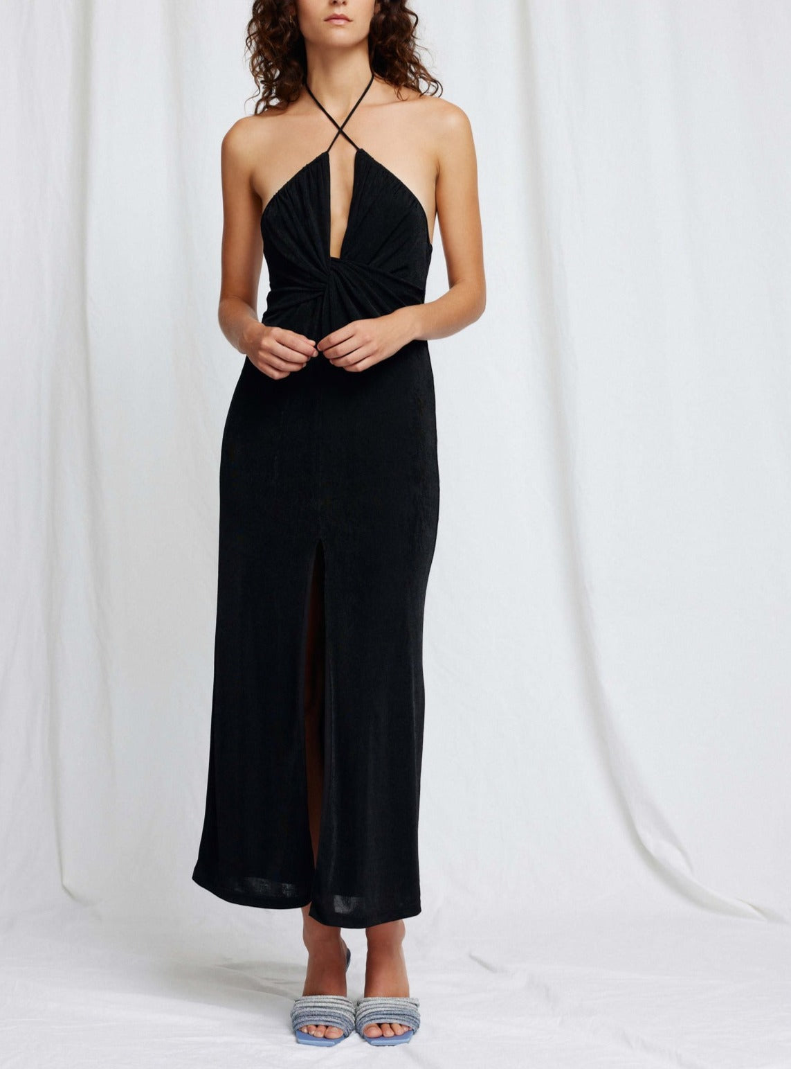 Significant Other Black Millie Halter Midi Dress