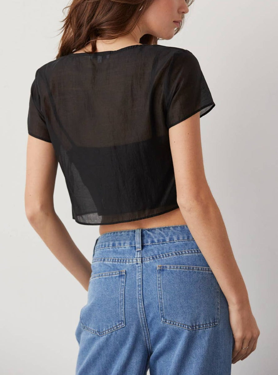 Black Cropped Ribbed Tank