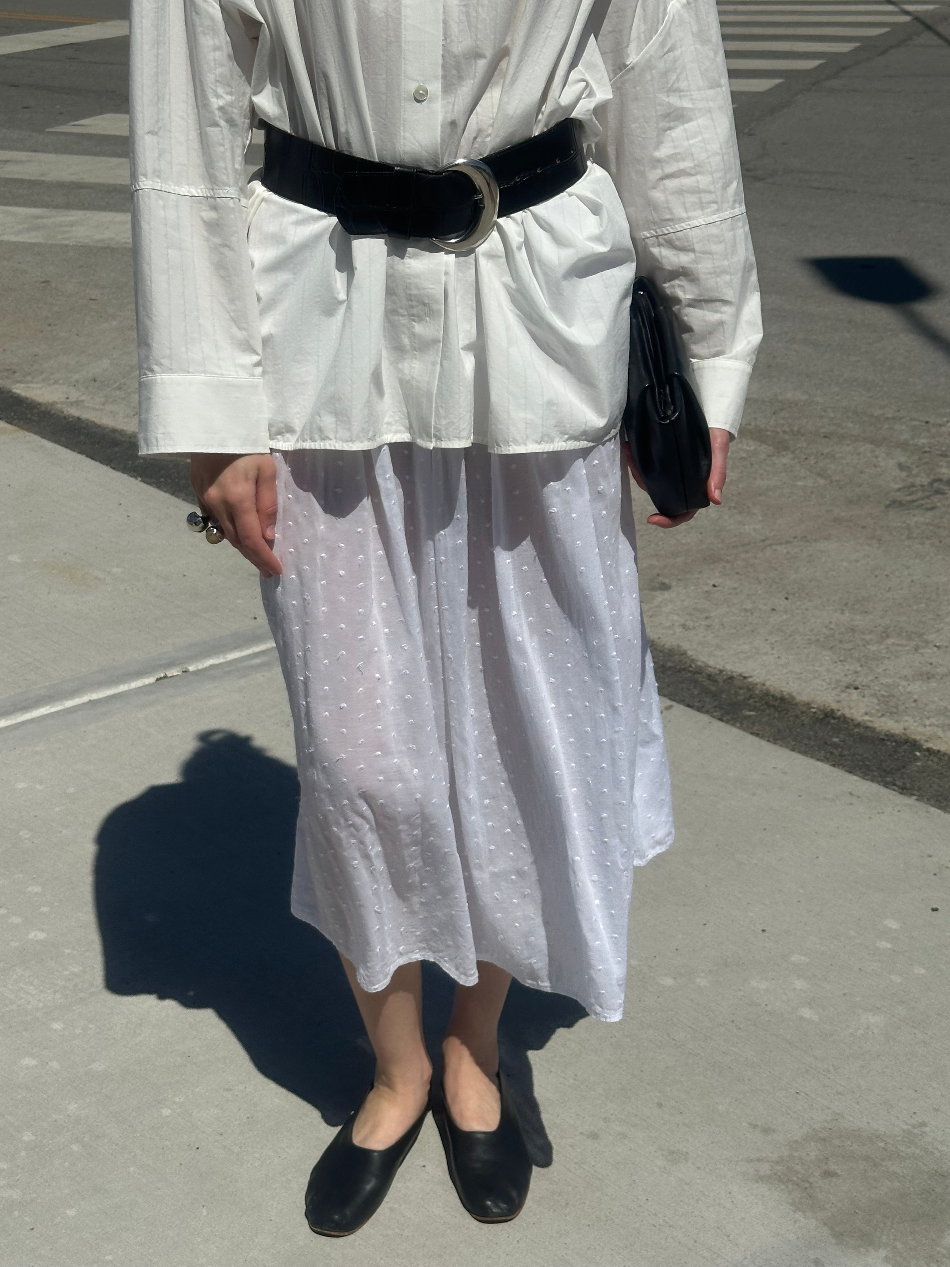 Vintage White Swiss Dot Cotton Voile Skirt