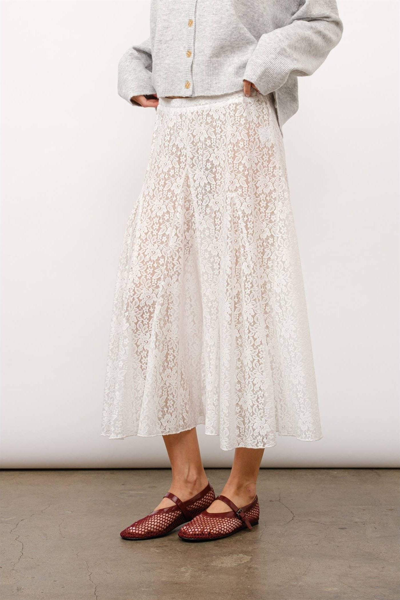 Philippa White Lace Maxi Skirt