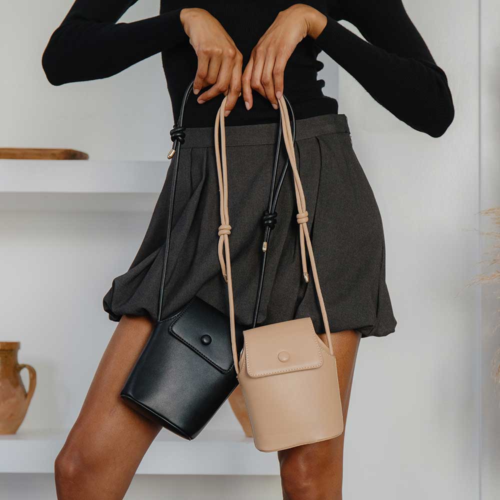Abigail Black Recycled Vegan Leather Crossbody Bag