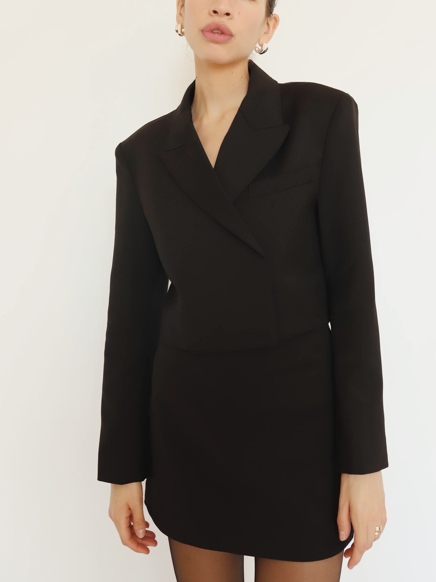 Black Illi Crop Wool Blazer