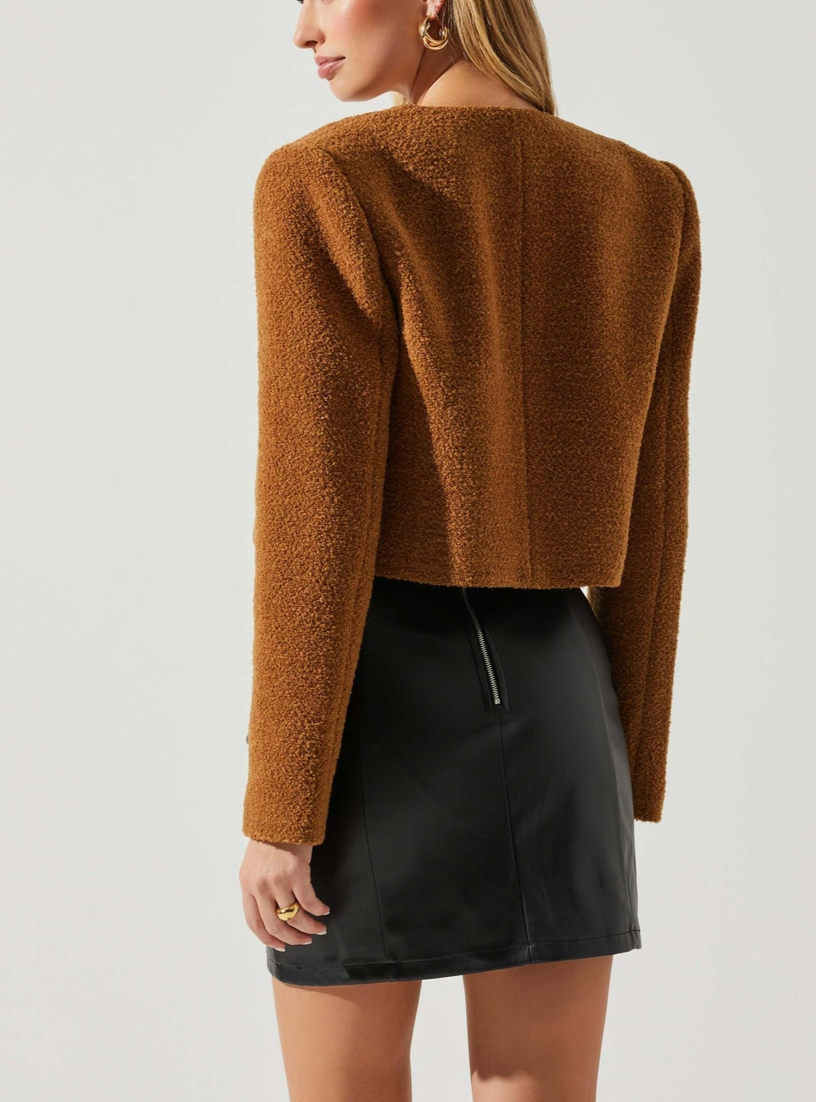 Camel Wool Teddy Cropped Jacket