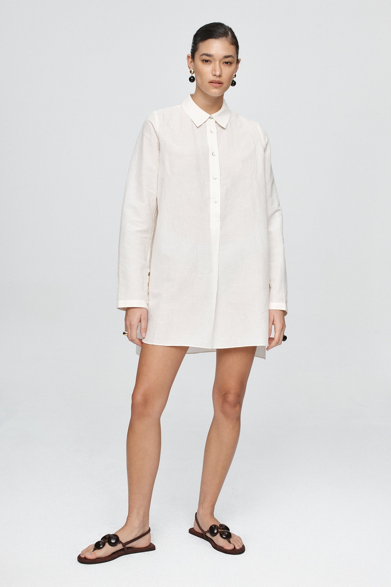 relaxed linen shirt dress Alix Linen Shirtdress - / Navy- Size4XS main image 1