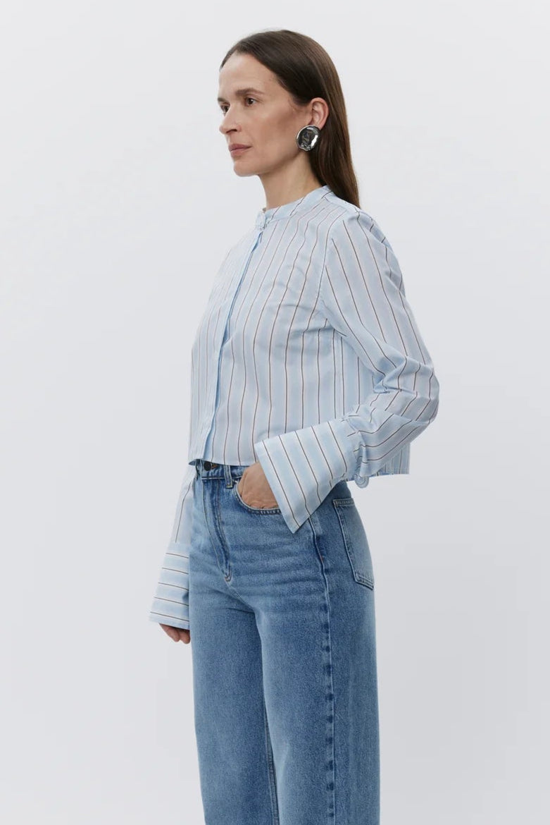 DAY Alexi Cropped Classic Striped Shirt